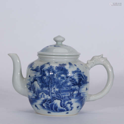 A Chinese Blue and White Porcelain Ewer