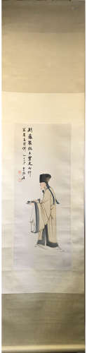 A Chinese Figure Vertical Scroll, Zhang Daqian Mark