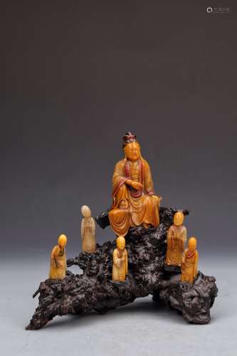 A Set of Chinese Shoushan Stone Figures