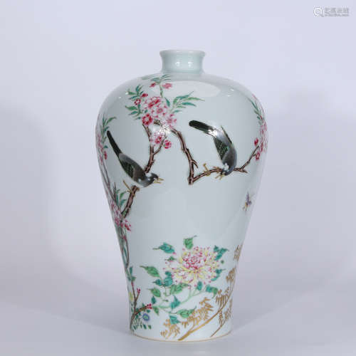 A Chinese Famille Rose Porcelain Plum Vase