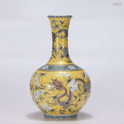 A Chinese Yellow Ground Porcelain Vase