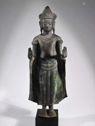 BUDDHABronzeThailand, Lopburi 12th centuryDimensions: Height 75 cm ; Wide 25 cm ; Depth 14 cmWeight: