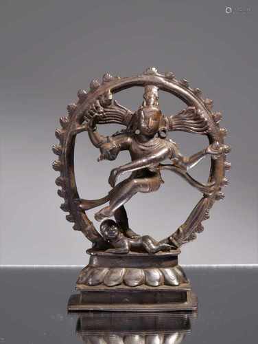 DANCING SHIVABronzeIndia , Chola period 13th centuryDimensions: Height 14 cm ; Wide 11 cm ; Depth