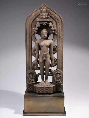 STANDING JAIN BUDDHASandstoneIndia 12th centuryDimensions: Height 75 cm ; Wide 35 cm ; Depth 15
