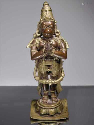 STANDING BI-METALL HANUMANBronzeIndia , 18th centuryDimensions: Height 29 cm Weight: 4144