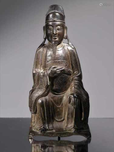 IMPERIAL LORD WENCHANGBronzeChina , 16th century , late Ming DynastyDimensions: Height 31 cm Wide 15