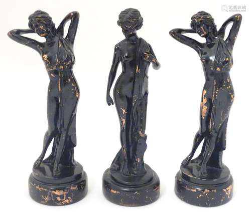 Three 21stC decorative female figures. Approx.