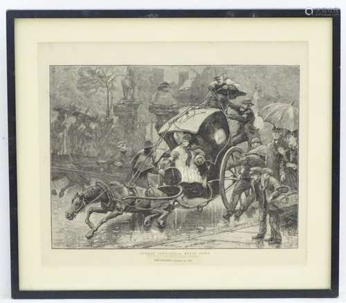 After J Maclean, XIX, English School, Etching, London Sketches - A Horse Down,