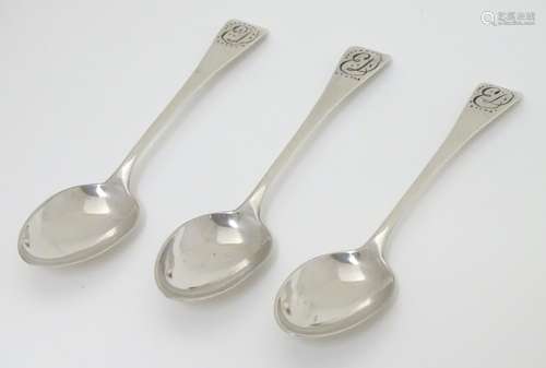 Three Wm IV old English pattern teaspoons hallmarked London 1835 maker William Eaton.