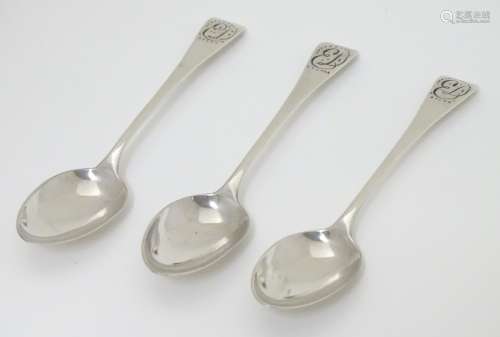 Three Wm IV old English pattern teaspoons hallmarked London 1835 maker William Eaton.