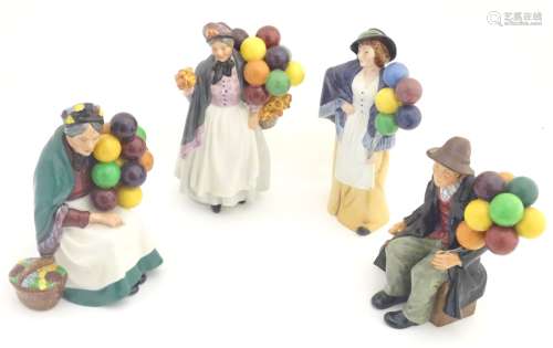 Four Royal Doulton balloon figures: The Old Balloon Seller, model no.