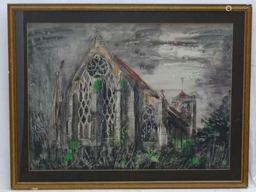 John Piper (1903-1992), English School, Lithograph, Dorchester Abbey,