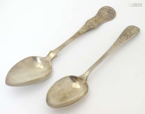 A Victorian Scottish silver teaspoon with engraved decoration, hallmarked 1886, maker WS.