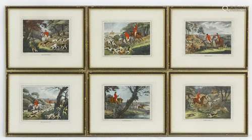 After William Samuel Howitt (1756-1822), A set of six hand coloured etchings, Fox Hunting,