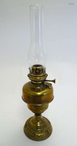 A Belgian c1930s Lempereur & Bernard oil lamp,