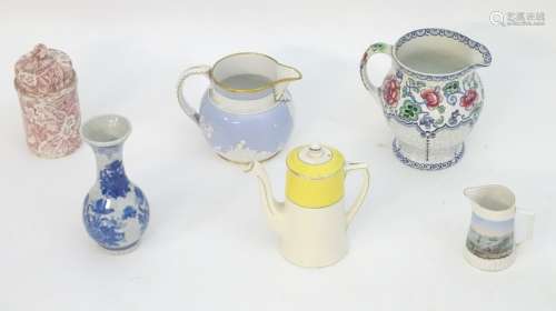 A quantity of assorted ceramics, to include a floral Maling jug, no.