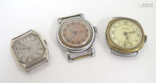 Three assorted vintage gentleman's wristwatch movements,