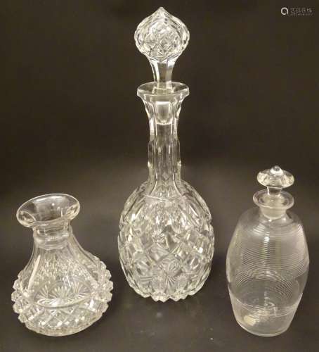 Assorted 19thC glassware comprising a cut glass decanter and stopper,