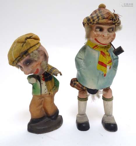 Toys: Two unusual novelty humorous Scottish figures made of pressed card.