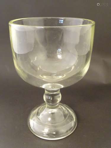 A large moulded glass oversized rummer / pedestal drinking glass 8