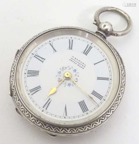 A silver cased topwind pocket watch by H.