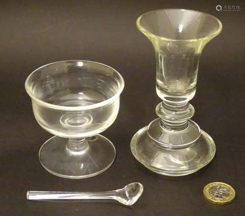 A boxed late 20thC Dartington Glass 'Minima' salt cellar and spoon,