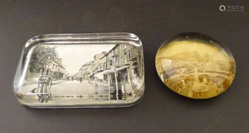 A Victorian souvenir glass paperweight of circular form depicting image of Crystal Palace / Great