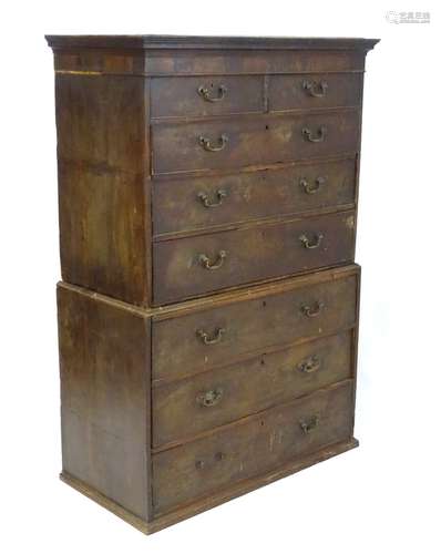 A late Georgian mahogany chest on chest,