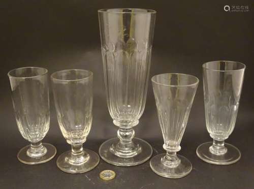 Five assorted 19thC ale glasses. Tallest approx. 9