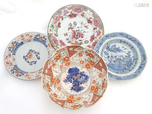 A quantity of oriental ceramics, to include an 18thC floral plate,