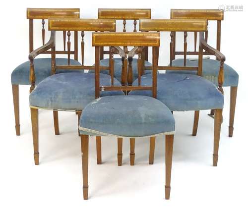 A set of six early 20thC mahogany Regency style dining chairs,