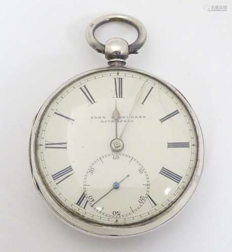 A Victorian silver cased topwind pocket watch by John Farnworth, Liverpool,