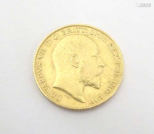 Coin : A King Edward VII 1902 gold half sovereign,