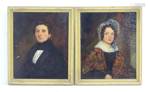 XIX-XX, English School, Oil on canvas laid on board, a pair, A portrait of a gentleman in finery,