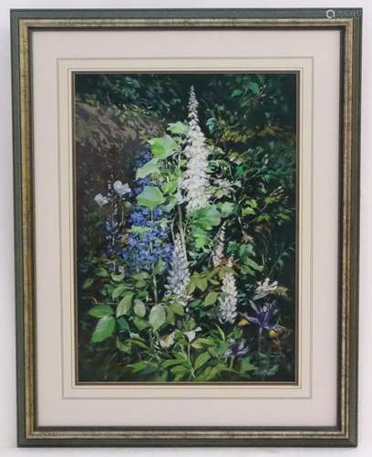 Barry Watkin, XX, Pastel, Summer Garden, Wild flowers in a garden.