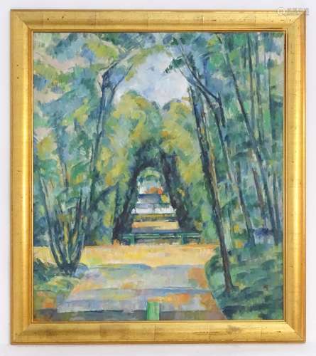 XX, Continental School, Oil on canvas laid on board, A Garden Walkway,