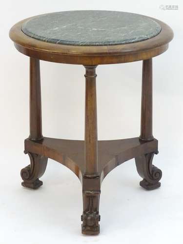 A mid 19thC mahogany Empire style centre table,