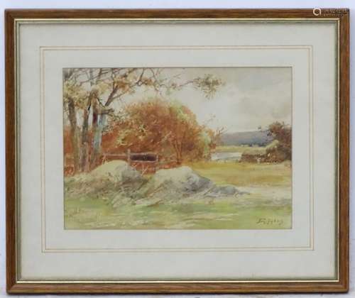 I G Sykes, mid XX, Watercolour, Country landscape with figures building a hay rick,