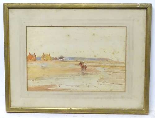 Manner of Peter de Wint (1784-1849), XIX, Watercolour, Figures walking on a beach,