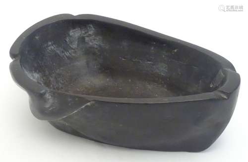 Ethnographic / Native / Tribal: A carved kitchen pounding bowl / food preparation bowl of ovoid