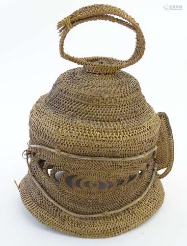 Ethnographic / Native / Tribal : A woven Abelam Yam festival basketry helmet mask of domed form