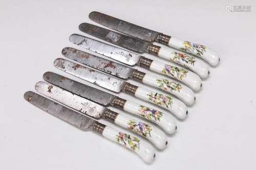 8 knives with porcelain handles
