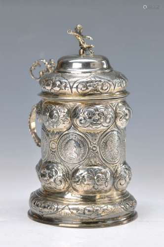 lidded stein with Austrian coins of 1750-72