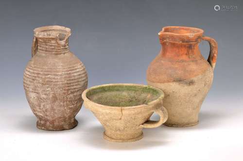 three ceramic vessels