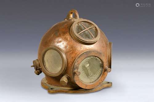Diving helmet with brass fittings