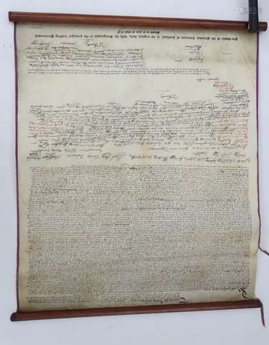 A Victorian facsimile scroll copy of the National Covenant of Scotland. Approx.