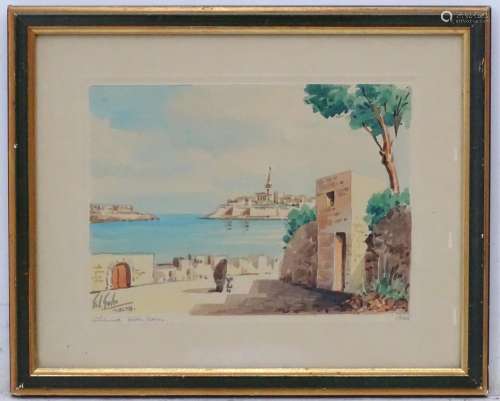 Edwin Galea (1934), Maltese School, Watercolour, Silema harbour, Malta, Signed,
