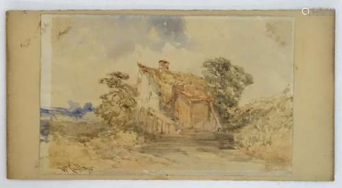 William Callow (1812-1908), English School, Watercolour, A country cottage in a landscape,