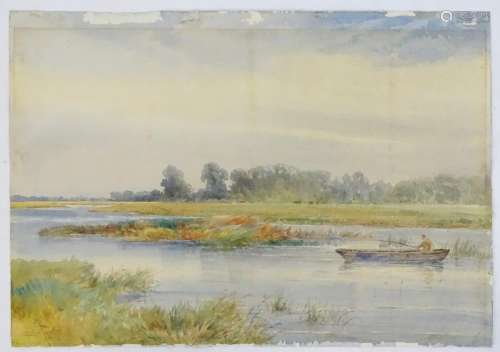 Charles Piggott (1863-1949), English School, Watercolour, On the Ouse, Holywell,