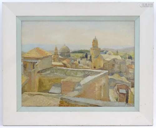 Sala Russota, XX, Oil on canvas, Jerusalem, Israel, A view of the rooftops,